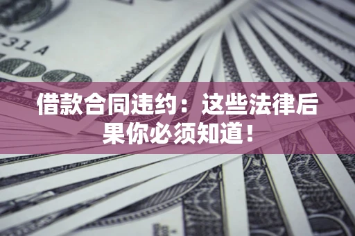 武汉借款合同违约：这些法律后果你必须知道！